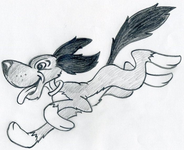 Running Cartoon Dog Draw