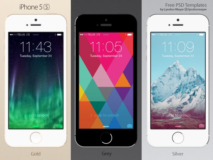 Free Flat iPhone 5s Template