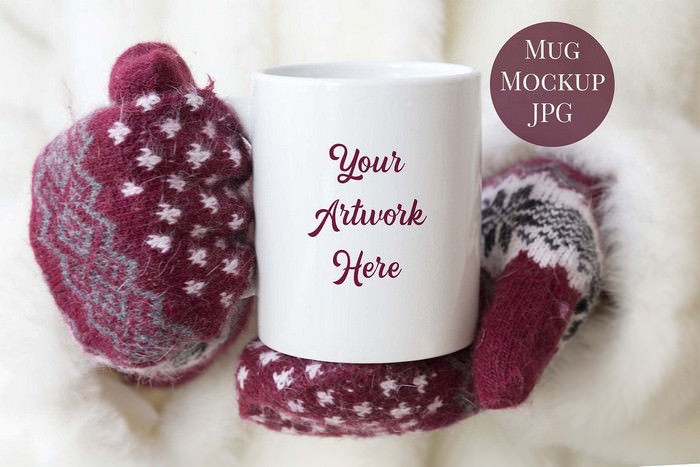 Mug Mockup - Winter Gloves
