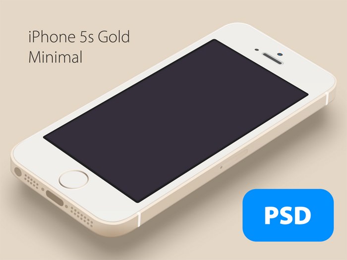 iPhone 5s Minimal Gold - Free PSD