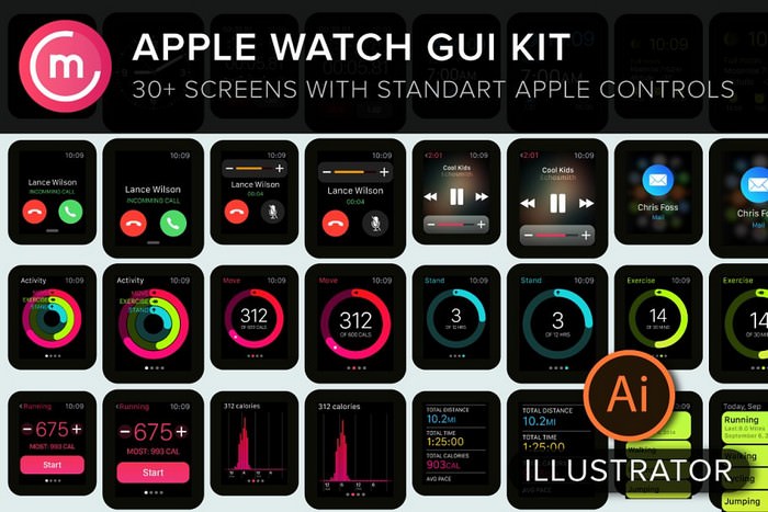 Apple Watch GUI for illustrator