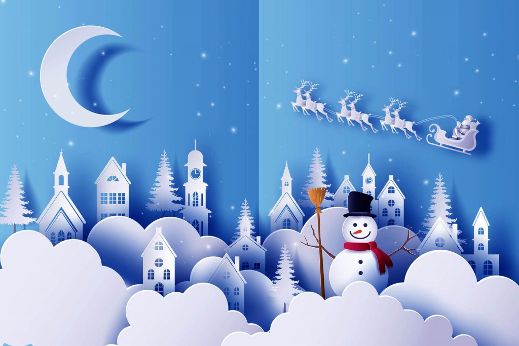 Moon Sleigh Snowman Christmas Winter HD Wallpaper-1920 × 1280