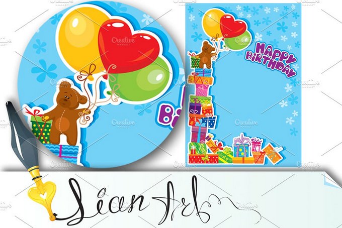 Baby Birthday Card With Teddy Bear