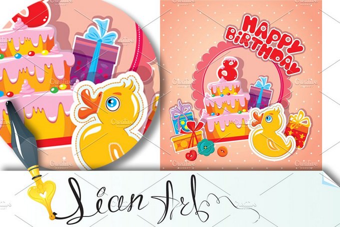 Baby Birthday Card With Yellow Duck
