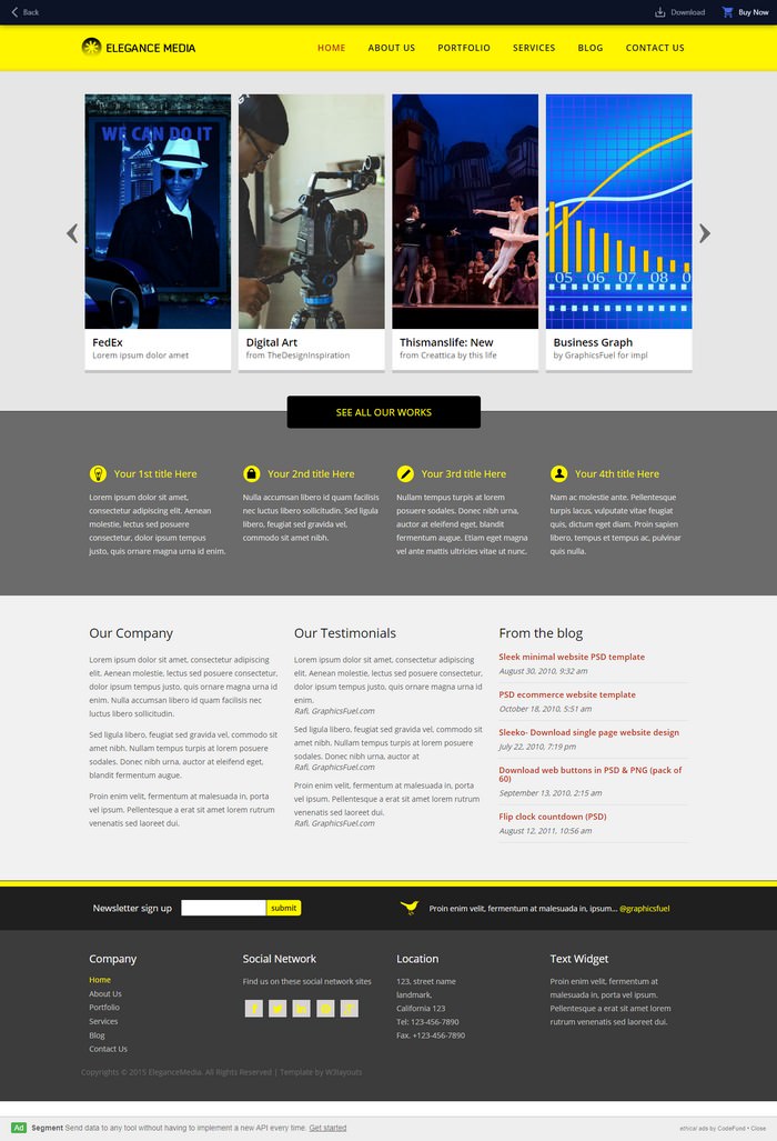 Elegance Media a Entertainment Category Flat Bootstrap Responsive web template