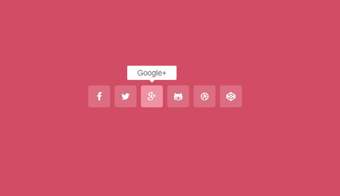 Social media hover icons with pop-up titles