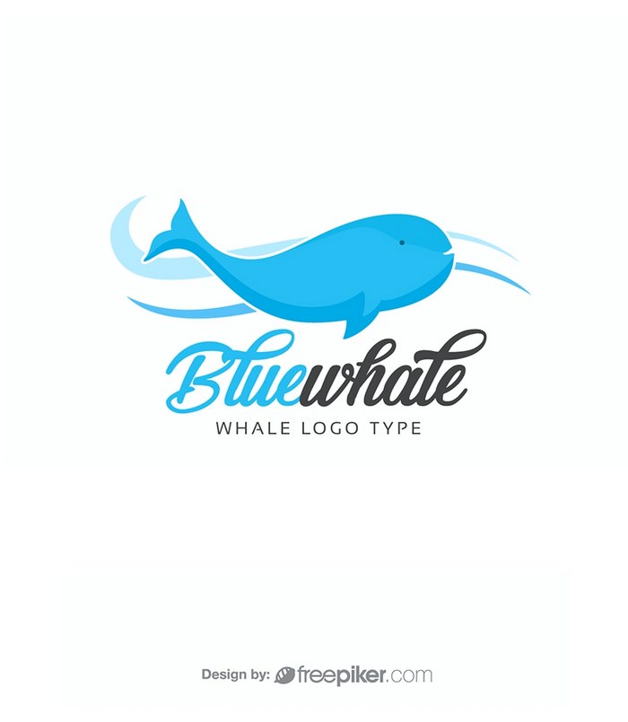Blue Whale Ocean Fish Logo