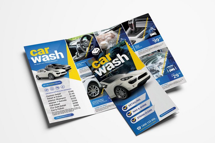 Car Wash Trifold Brochure Template