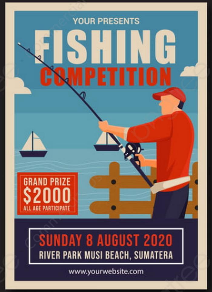 Fishing Competation Flyer Template Vector