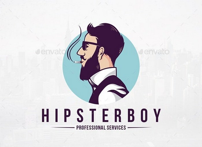 Hipster Smoking Logo Template