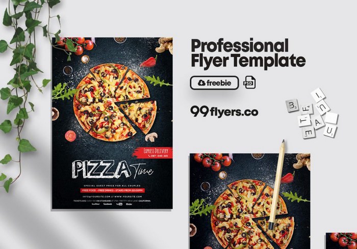 Pizza Restaurant Free PSD Flyer Template