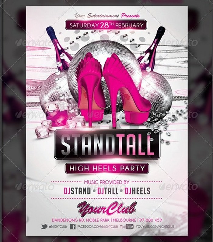 Stand Tall High Heels Party Flyer Template
