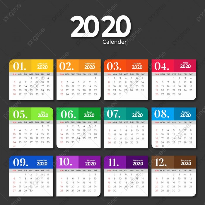 2020 Calendar Template Design