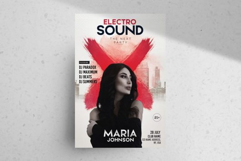 Electro Sound – Free Party PSD Flyer