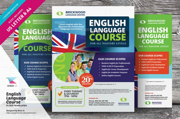 English Language Course Flyer Templates