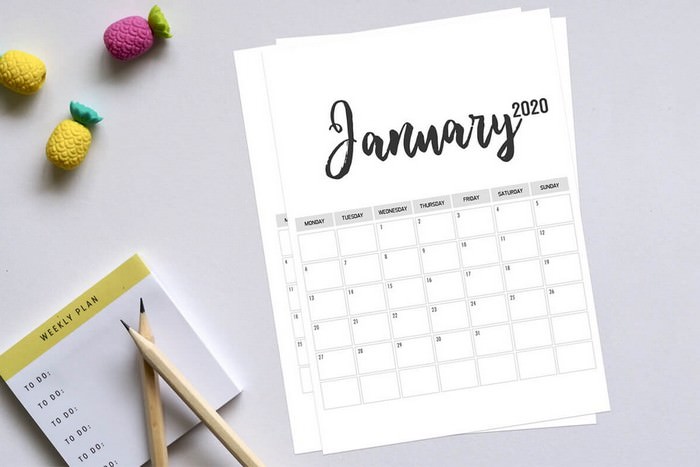 2020 Calendar Printable Template