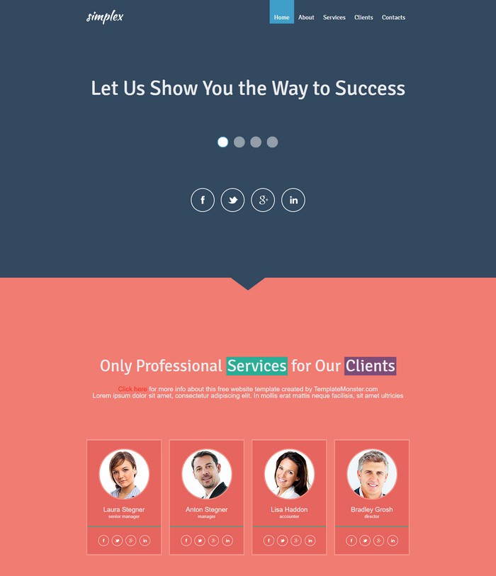 Free Single Page Website Template in Flat Design