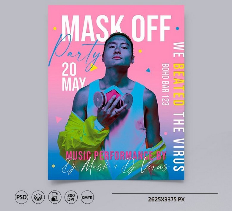 Mask off Party Flyer Template in PSD