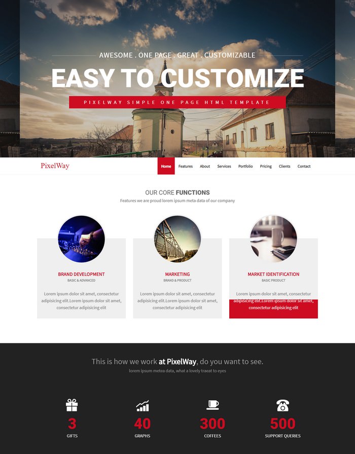 PixelWay Simple One Page Template