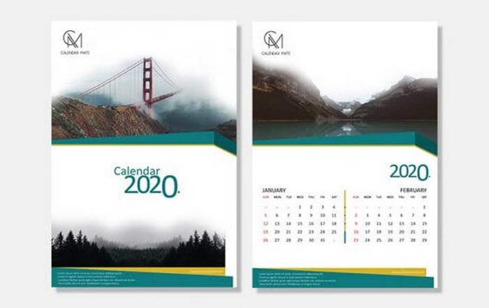 Simple and Clean Calendar Design Template PSD