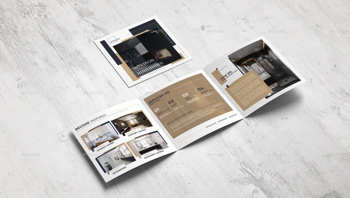 Square Trifold Interior Design Brochure