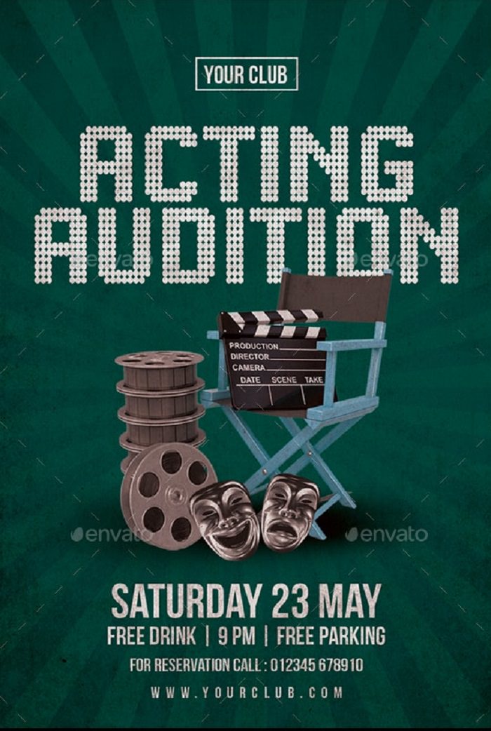 Fully editable Acting Audition Flyer 4×6”
