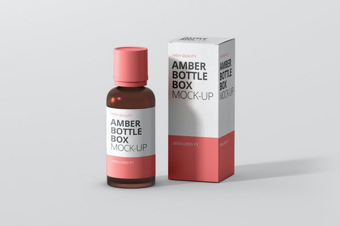 Amber Bottle Box Mockup