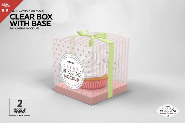 Clear Cupcake Box Packaging Mockup