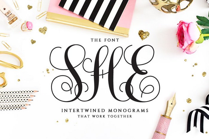 Intertwined Monogram She Font