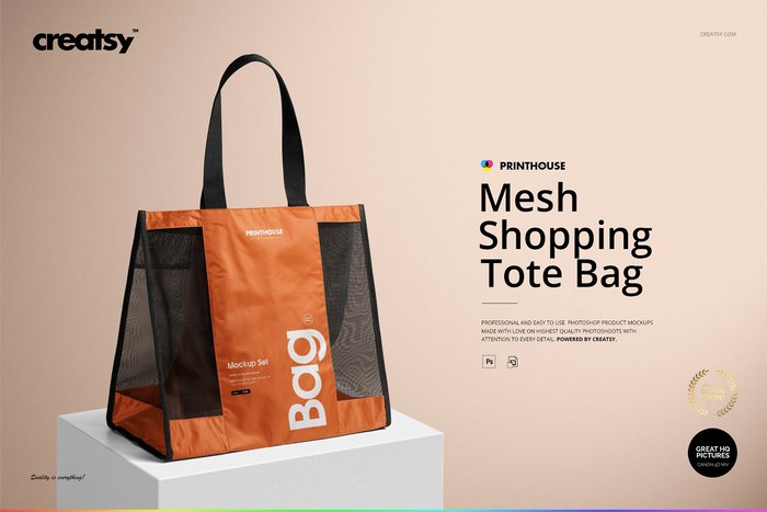 Mesh Shopping Tote Bag Mockup Set