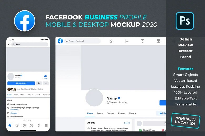 New Facebook Business Profile Mockup
