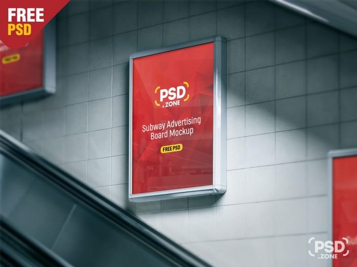 Subway Advertising Board Mockup PSD