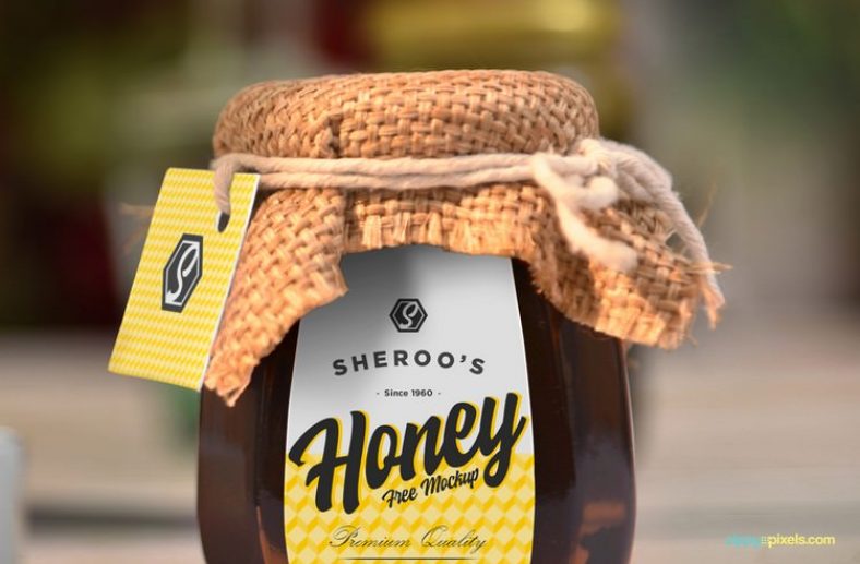 Download Beautiful Honey Packaging Jar Mockup PSD - Templatefor