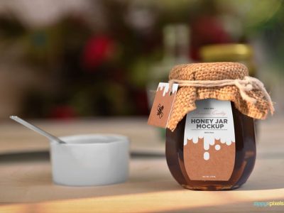 Beautiful Honey Packaging Jar Mockup