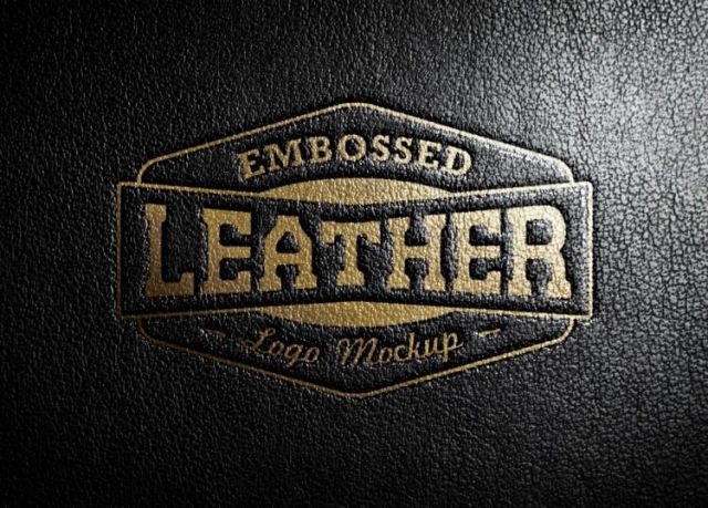 Embossed Stamp Logo Mockup With Leather effect