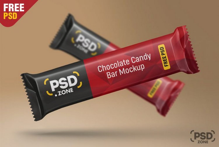 Download Floating Chocolate Candy Bar Packaging Mockup Templatefor