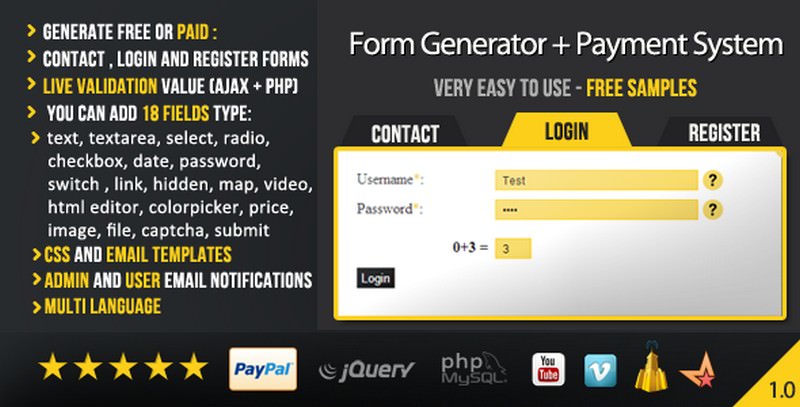 Form Generator with Payment System (Ajax + PHP)