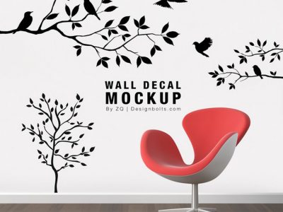 Free Decorative Wall Sticker Mockup