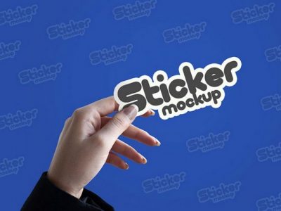 In-hand Sticker PSD Mockup