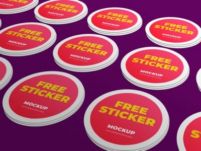 Free Rounded Sticker Mockup PSD