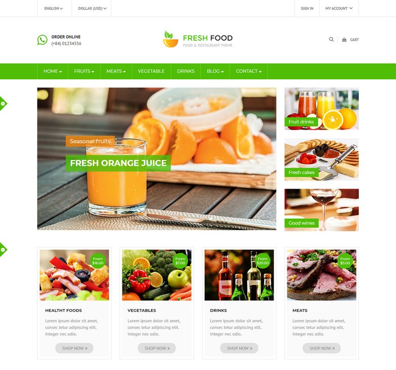 Fresh Food - PrestaShop Theme for Restaurant Stores