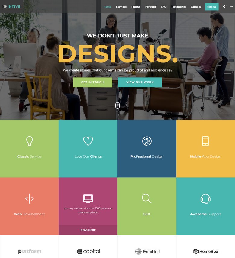 Reintive - Agency Business Responsive Bootstrap 4 Landing Page Template