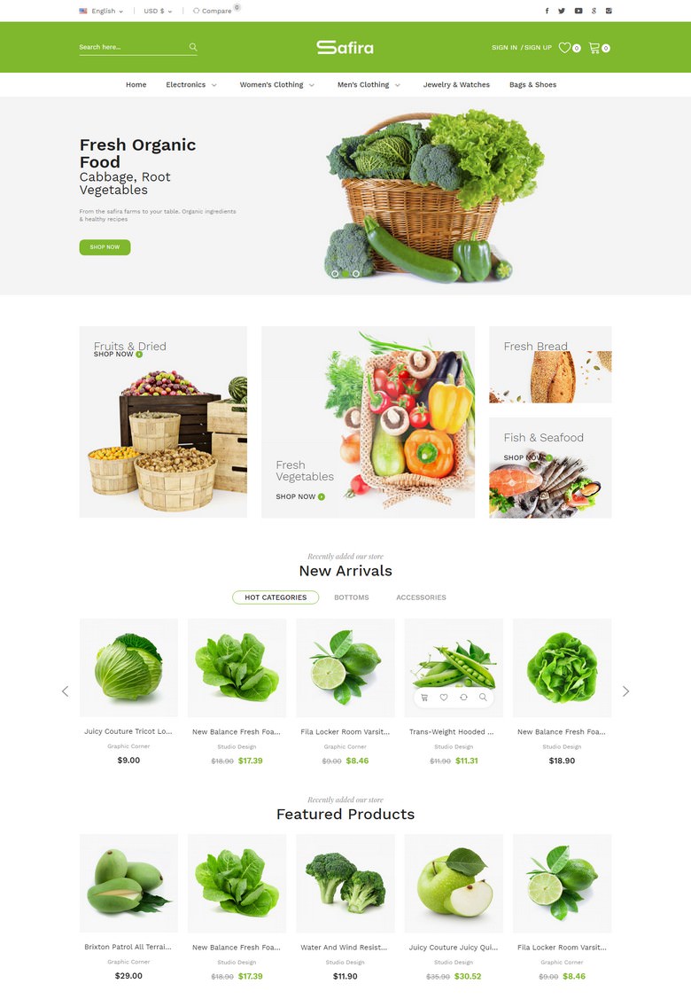 Safira - Food & Organic Responsive Prestashop Theme