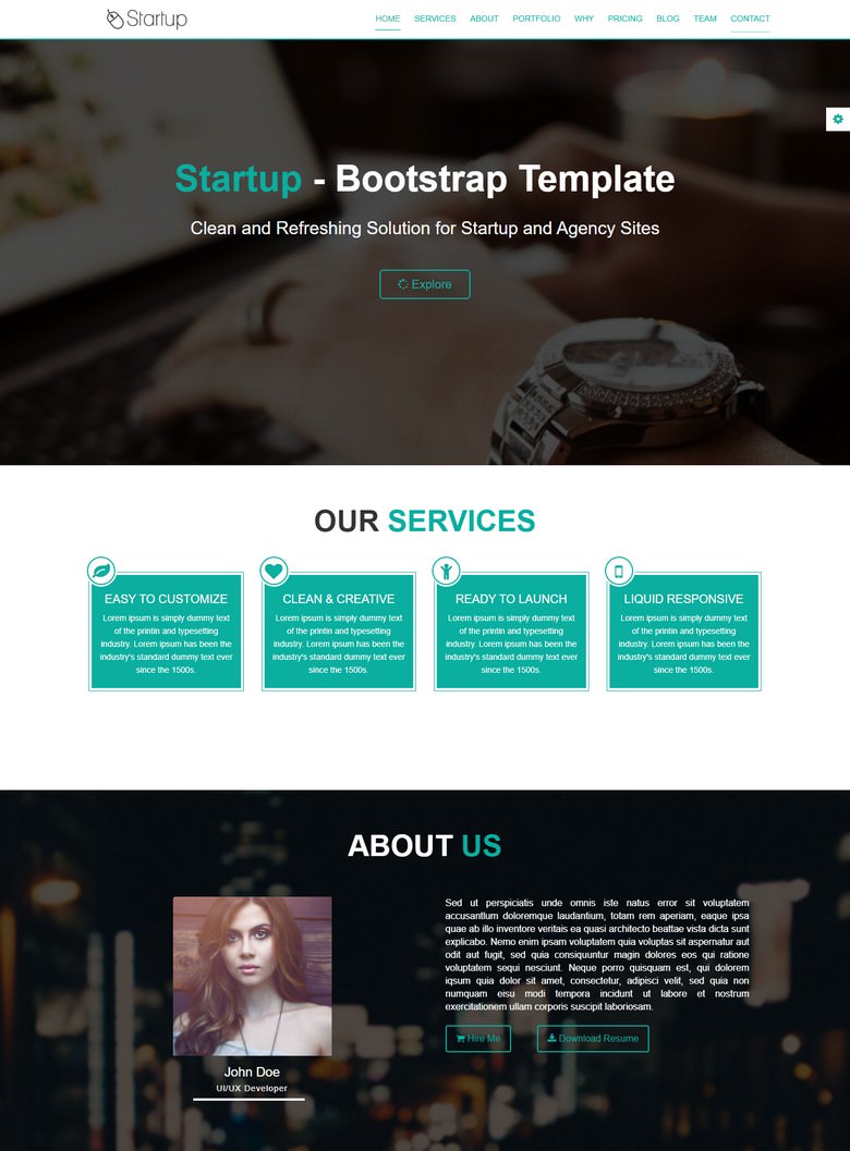 Startup – Free Onepage Business Template