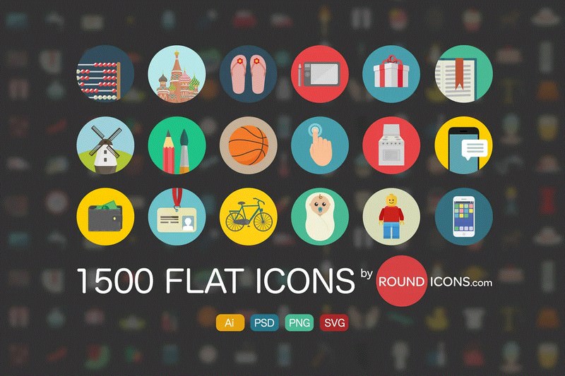 2500 Flat Icons Ai