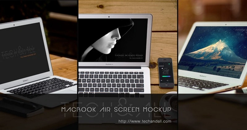 3 Macbook Air with Prespective Mockup