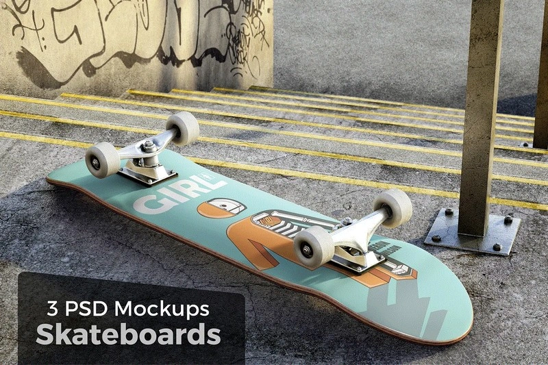 3 Skateboard Mockups
