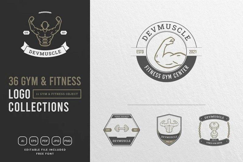 36 Gym & Fitness Logo Collection