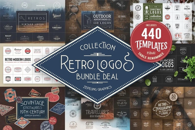 440 Modern Retro Logos Collection