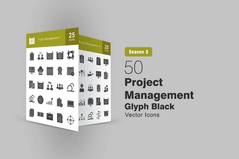 50 Project Management Glyph Icons